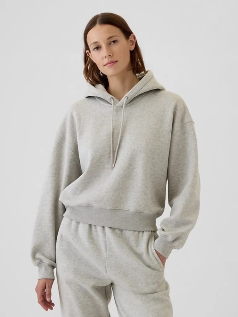 GAP VintageSoft Cropped Hoodie- Grey - Picture 1 of 7